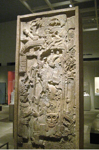 Piedras Negras Stela 5, looted and now in the MET under agreement with the Guatemalan government